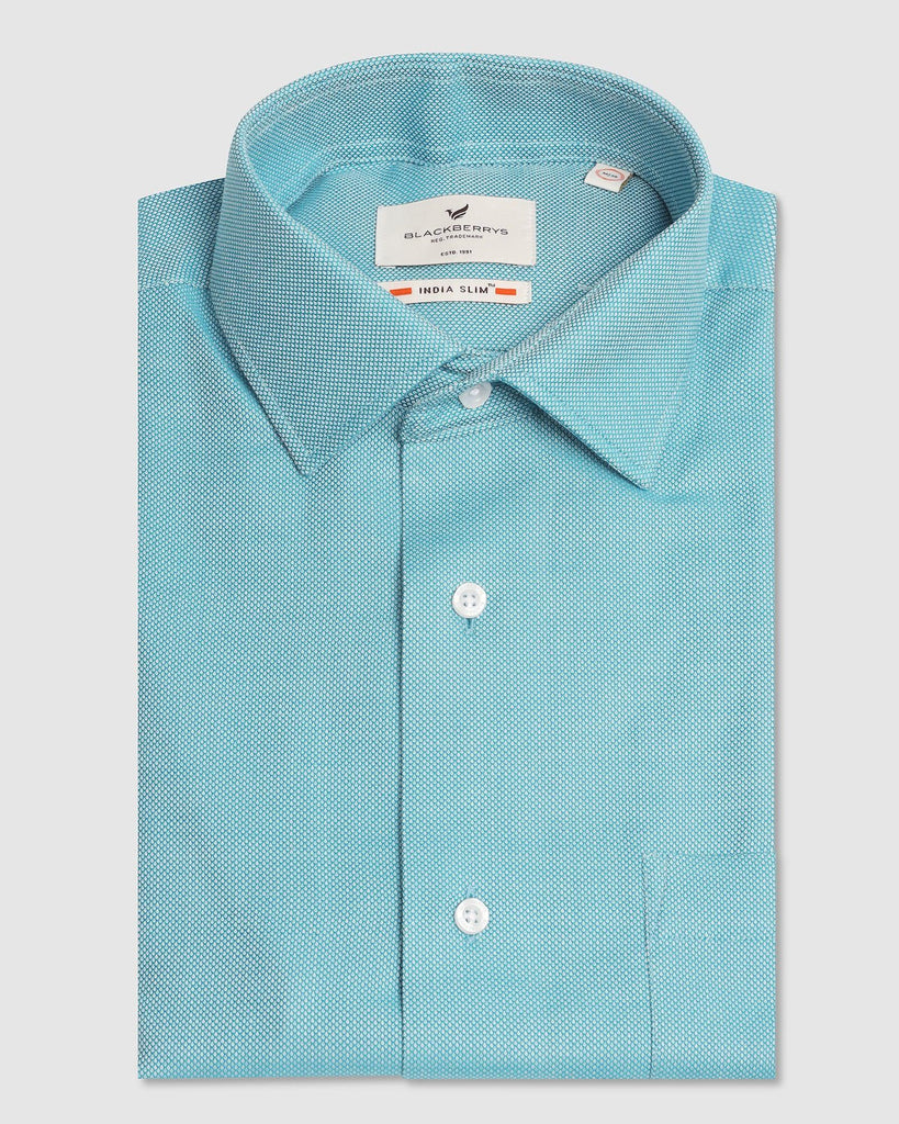 Formal Teal Textured Shirt - Stran