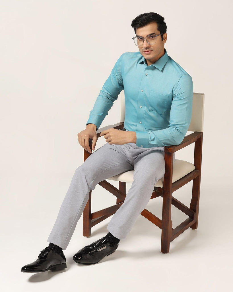 Formal Teal Textured Shirt - Stran