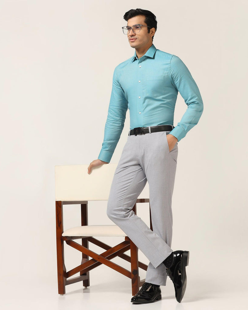 Formal Teal Textured Shirt - Stran