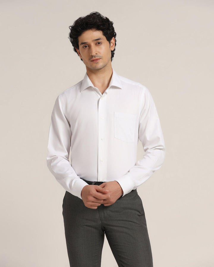 Non Iron Formal White Textured Shirt - Dofon