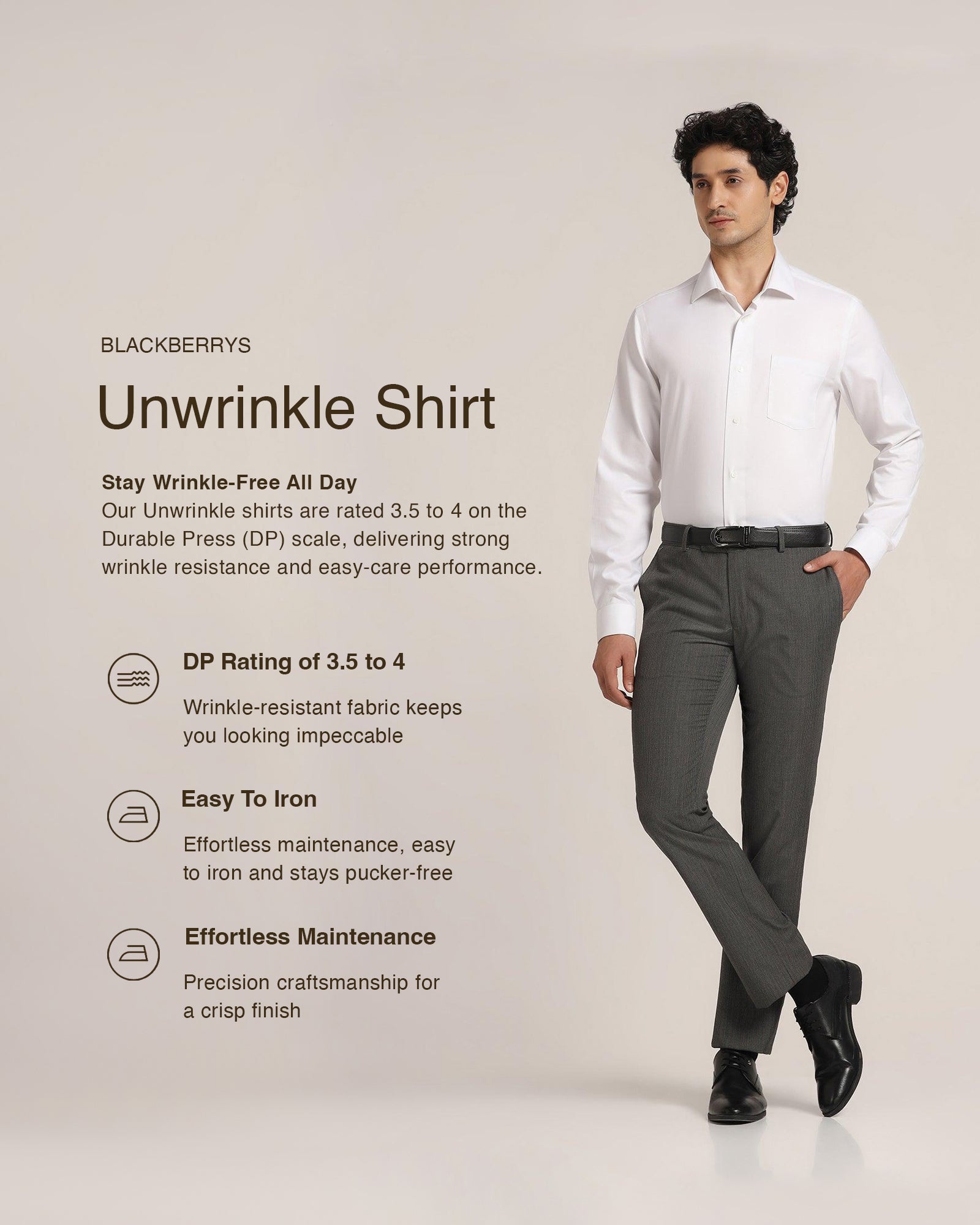 Non Iron Formal White Textured Shirt - Dofon