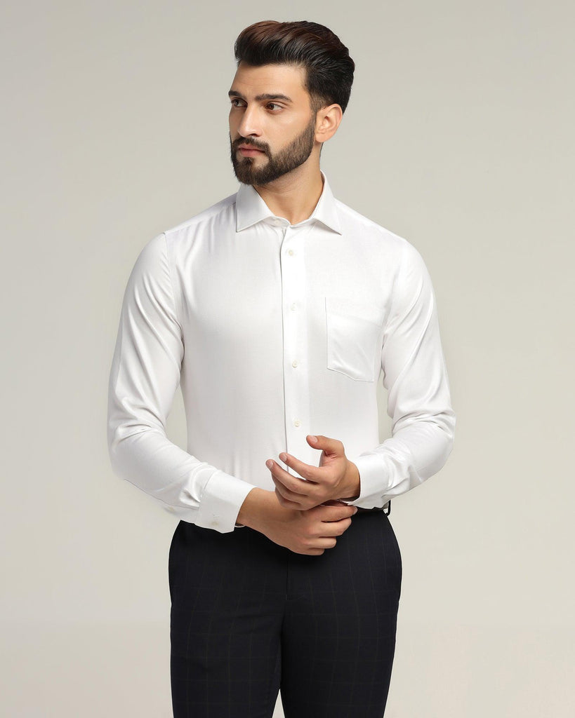 Formal White Textured Shirt - Sally