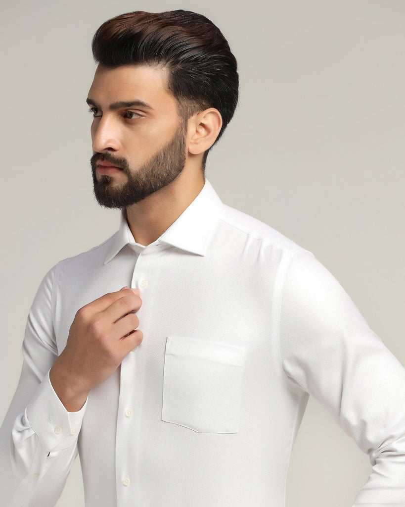 Formal White Textured Shirt - Sally