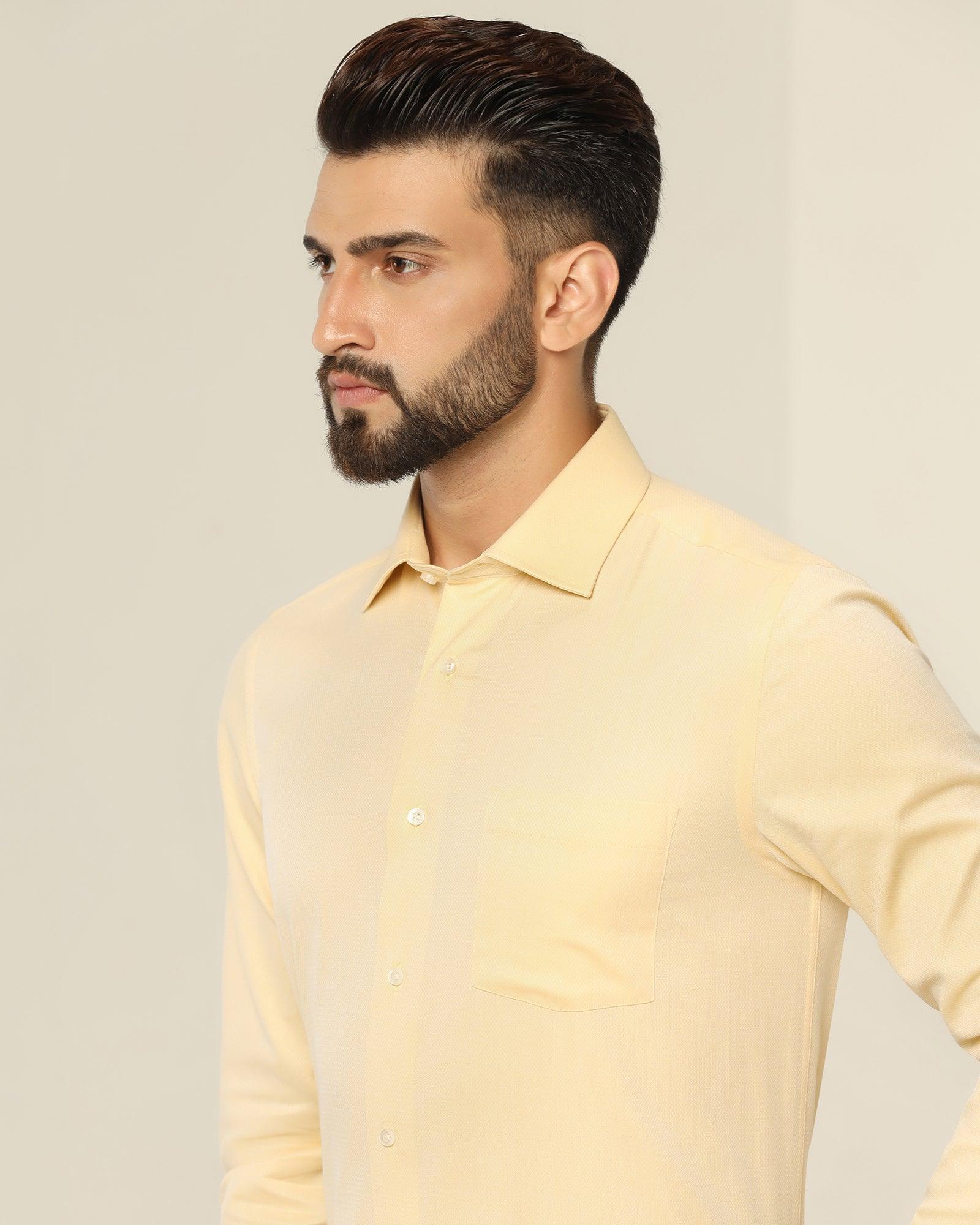 Temptech Formal Yellow Textured Shirt - Pound