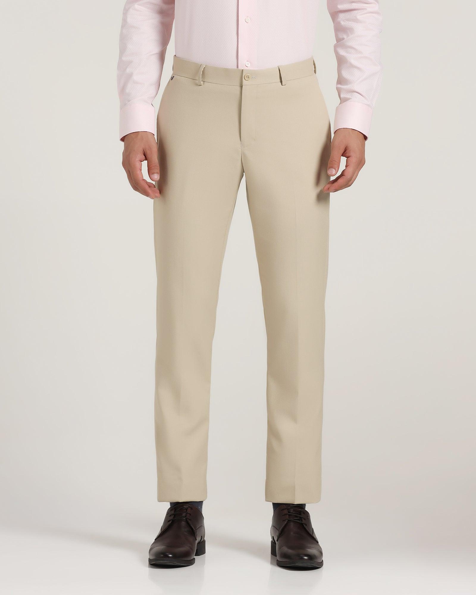 Textured Formal Trousers In Beige B-95 (Lotus) - Blackberrys