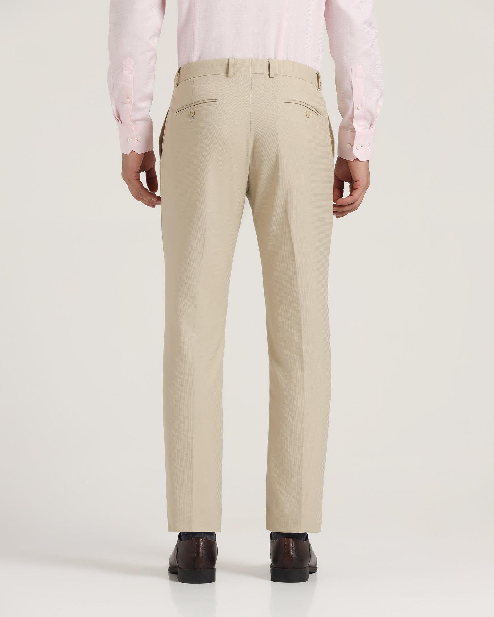 Textured Formal Trousers In Beige B-95 (Lotus) - Blackberrys