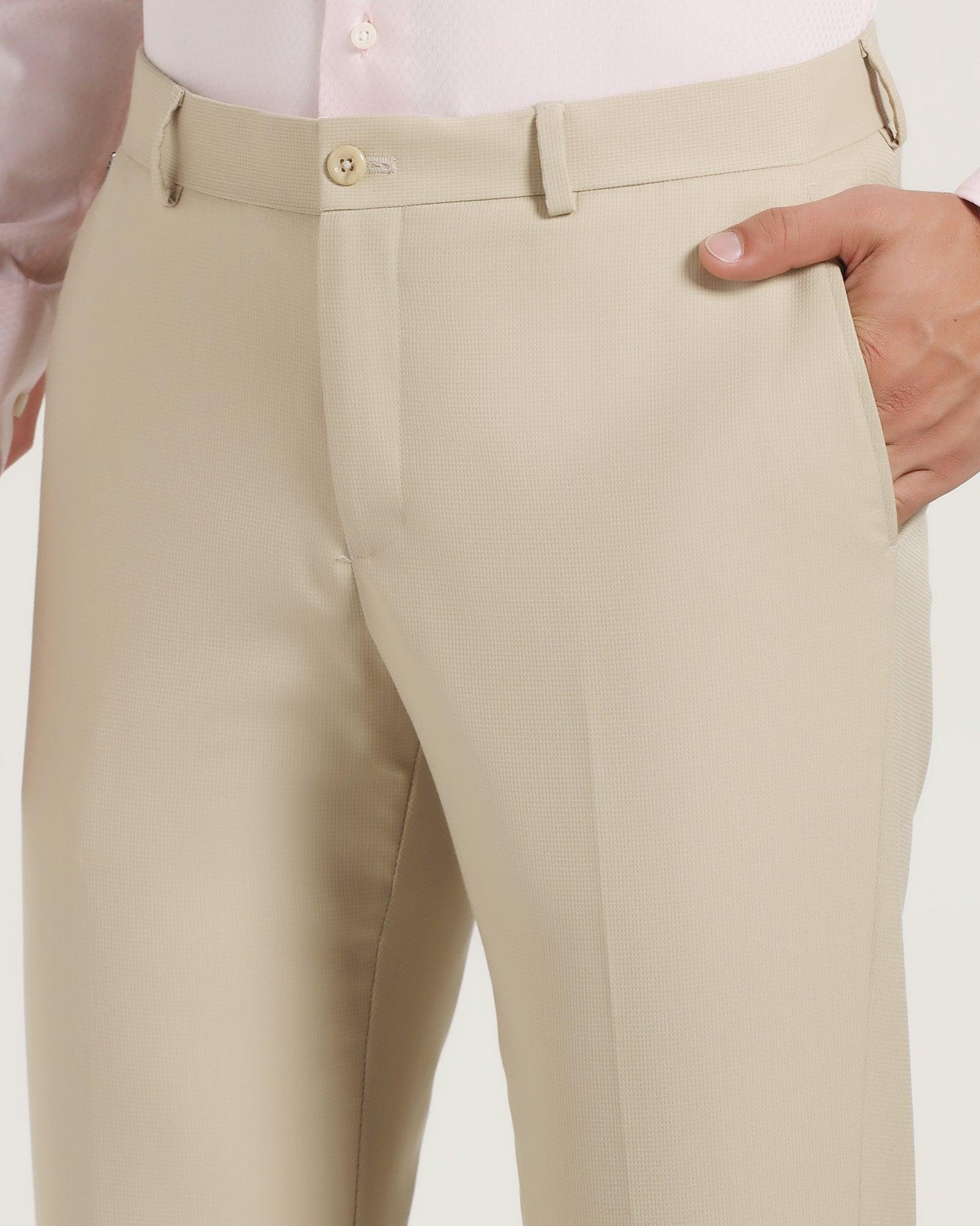 Textured Formal Trousers In Beige B-95 (Lotus) - Blackberrys