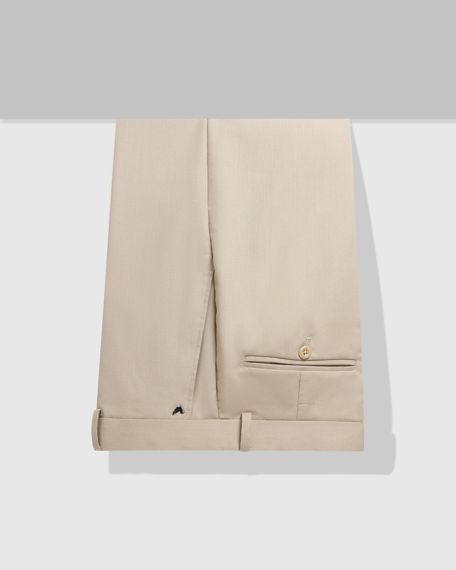 Textured Formal Trousers In Beige B-95 (Lotus) - Blackberrys