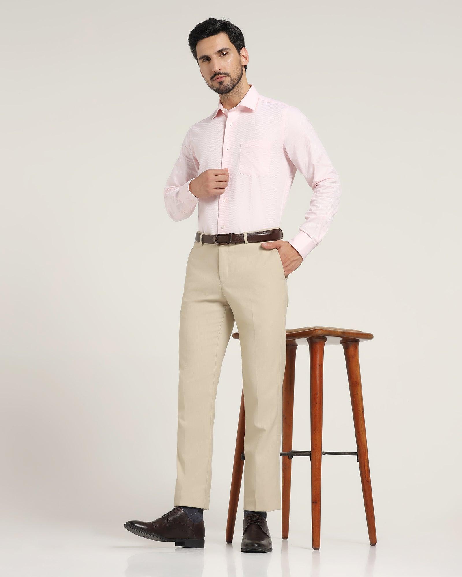 Textured Formal Trousers In Beige B-95 (Lotus) - Blackberrys