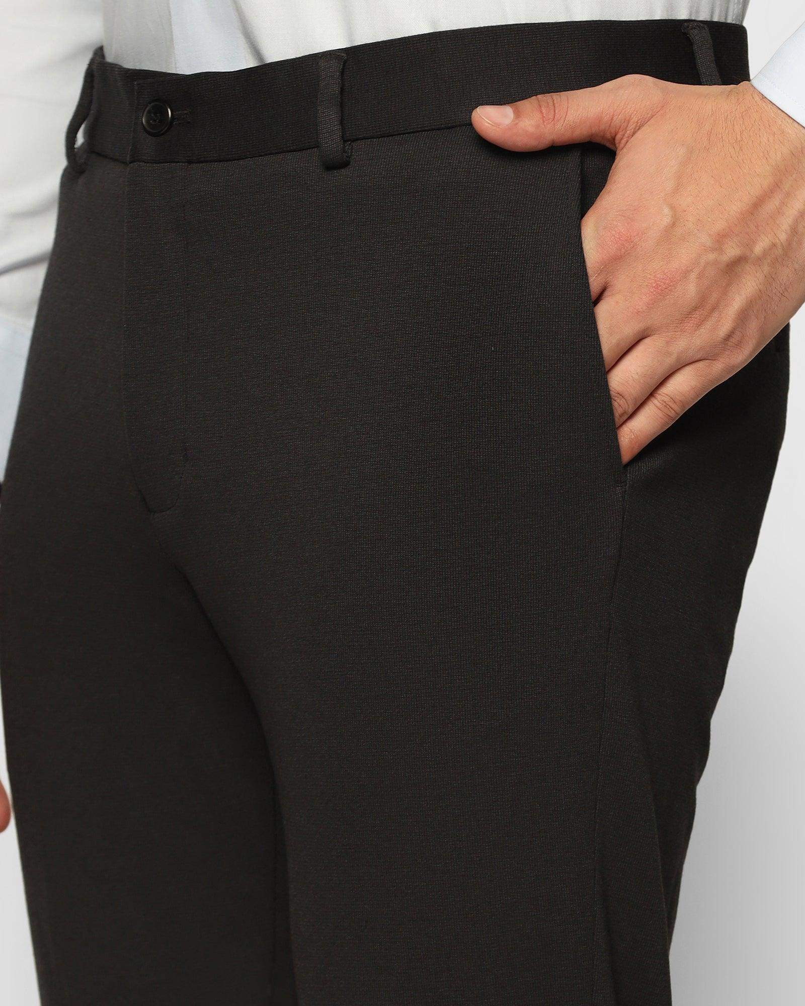 Black Self Design Full Length Formal Men Slim Fit Trousers - Selling Fast  at Pantaloons.com