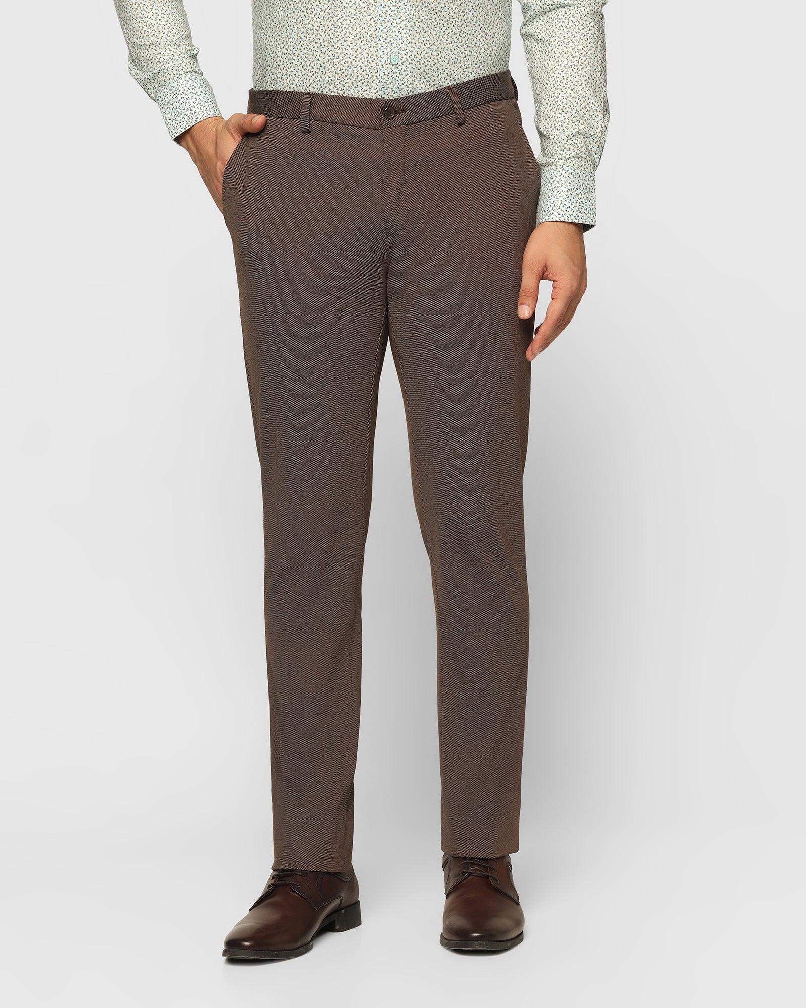 Slim Fit B-91 Formal Brown Textured Trouser - Roman