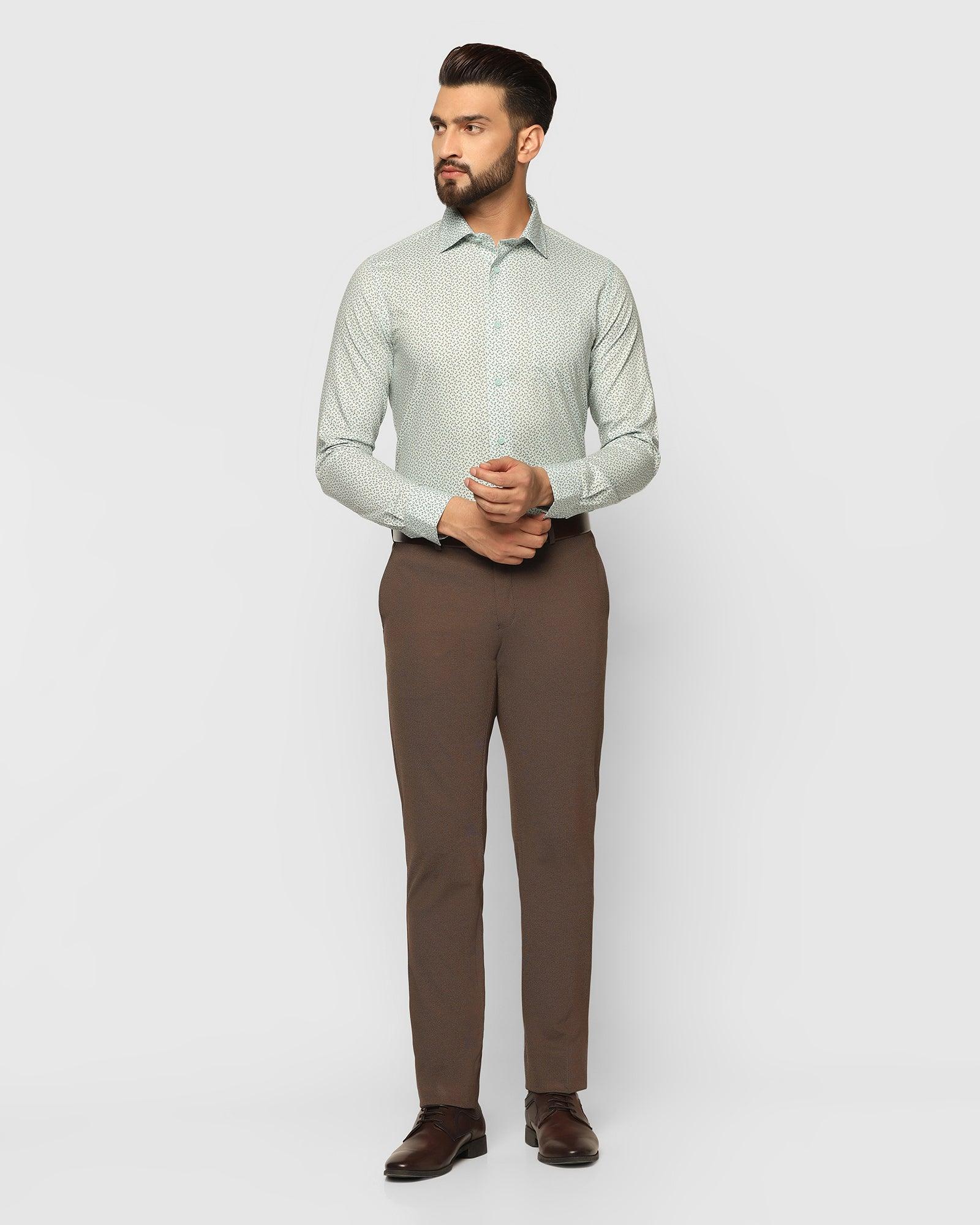 Textured Formal Trousers In Brown B-91 (Roman) - Blackberrys