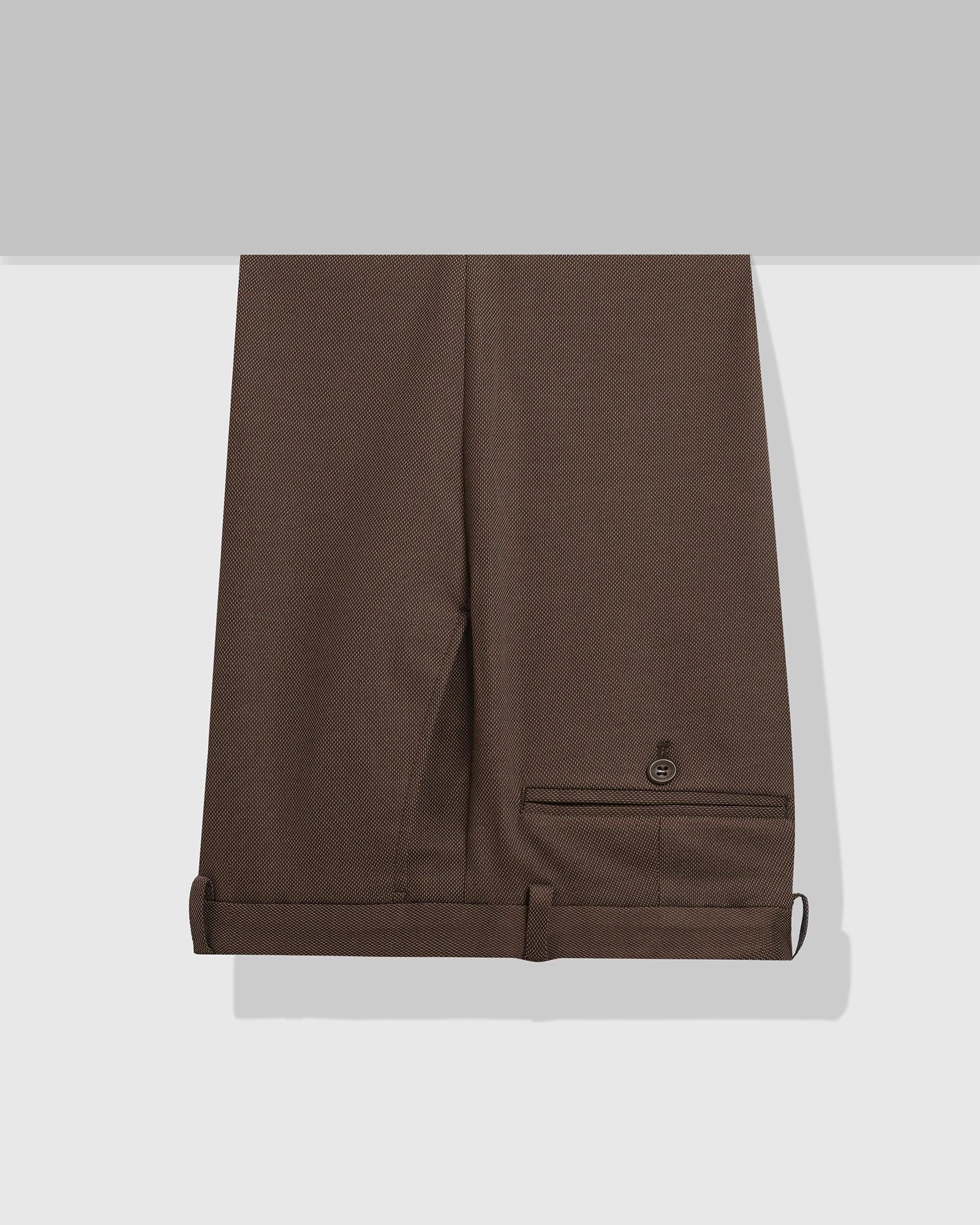 Textured Formal Trousers In Brown B-91 (Roman) - Blackberrys