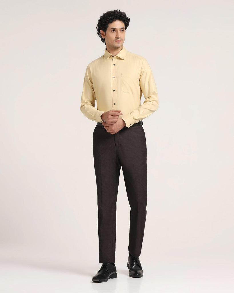 Straight B-90 Formal Brown Textured Trouser - Gusto
