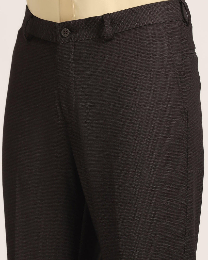 Straight B-90 Formal Brown Textured Trouser - Gusto