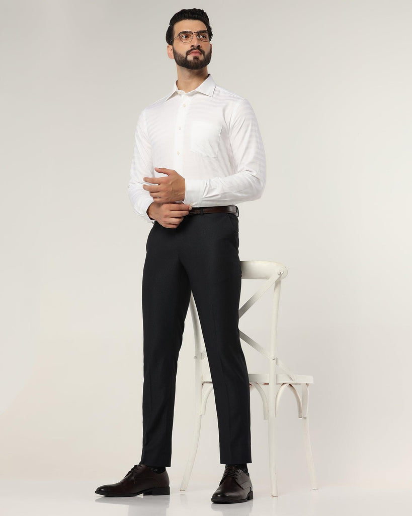 Slim Fit B-91 Formal Dark Green Textured Trouser - Shane