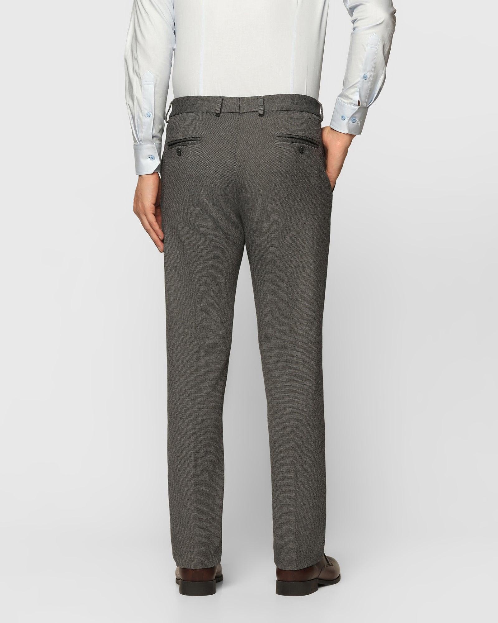 Textured Wool Look Mid Waist Solid Pocket Trousers - Cider