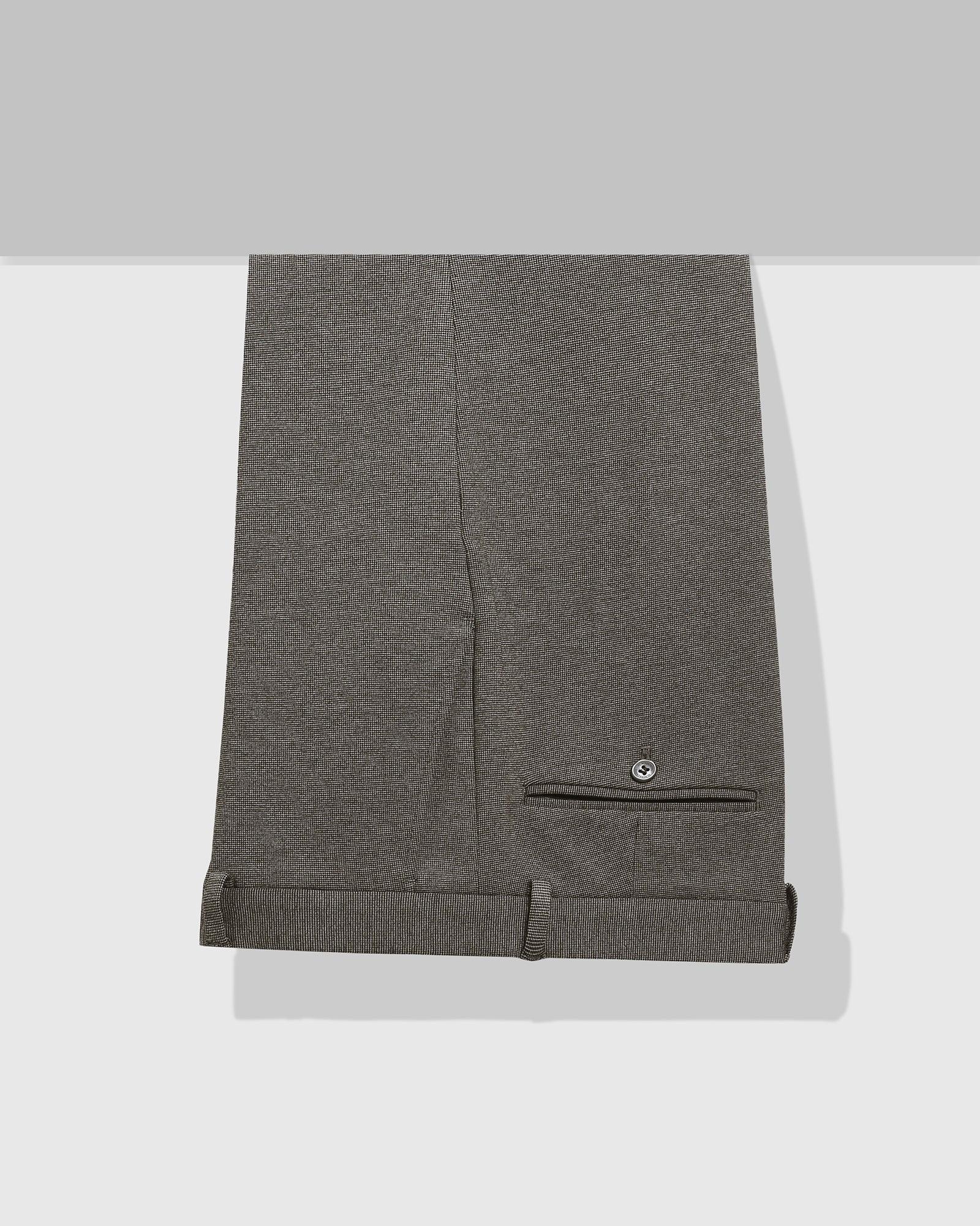 Charcoal-Olive Wool Stretch Whipcord Trousers | Samuelsohn