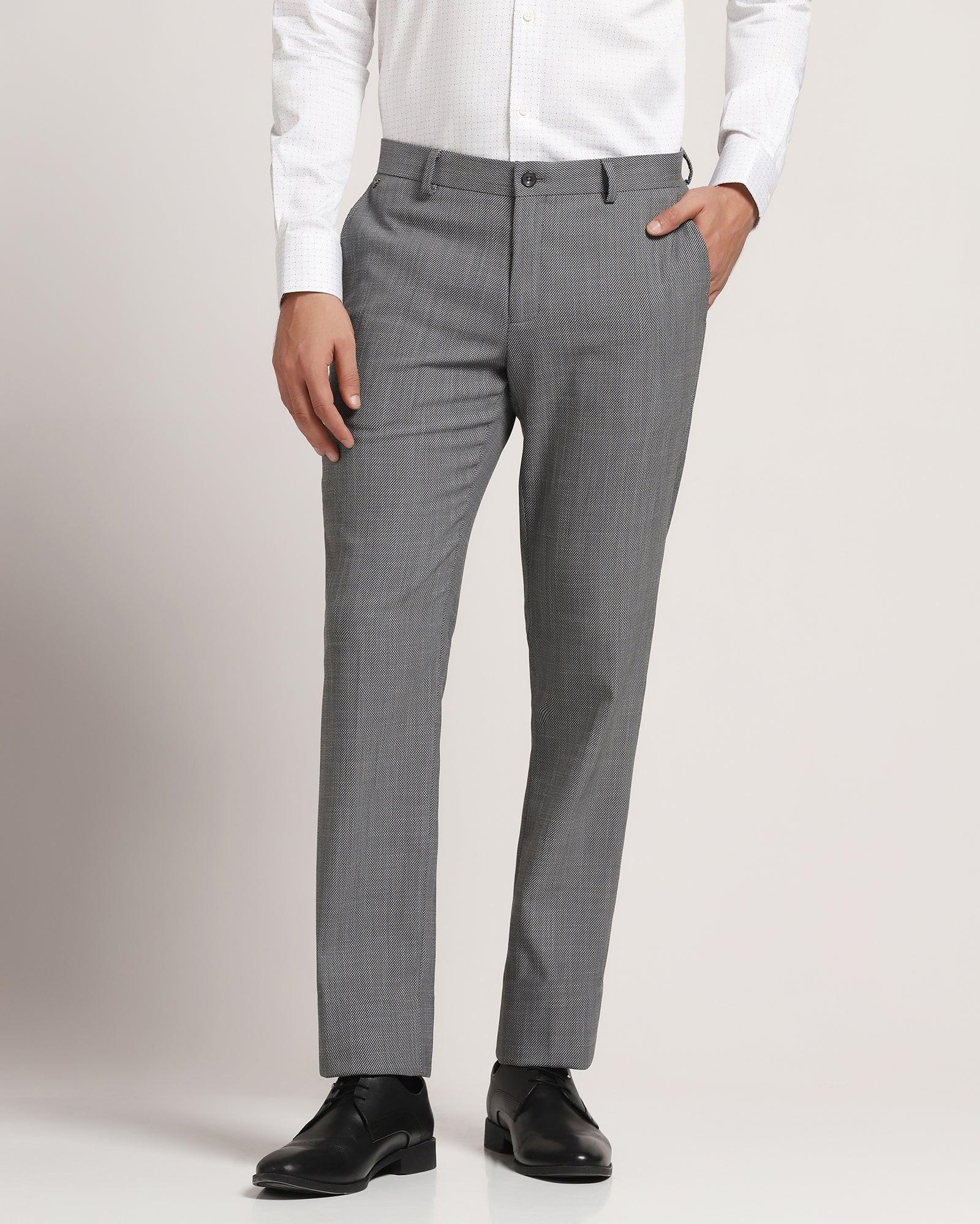 Slim Fit B-91 Formal Grey Textured Trouser - Nest