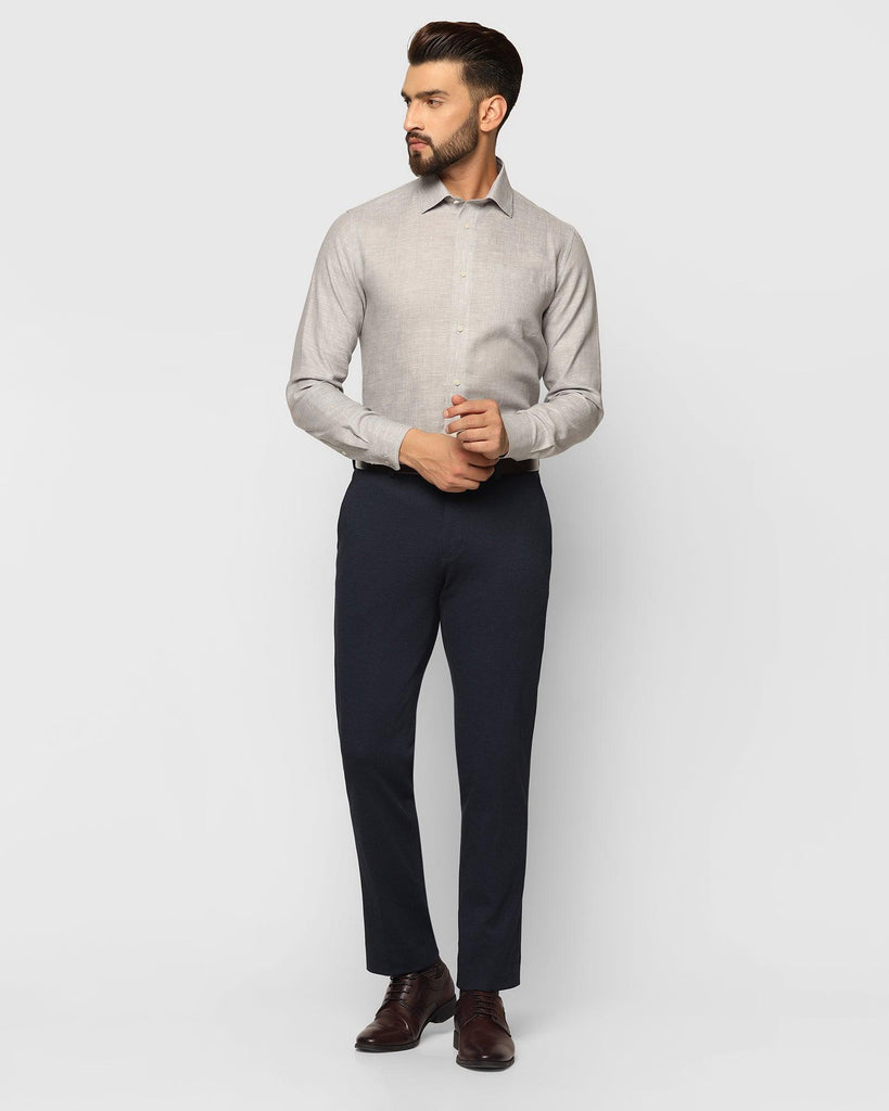 Slim Comfort B-95 Formal Navy Textured Trouser - Rock