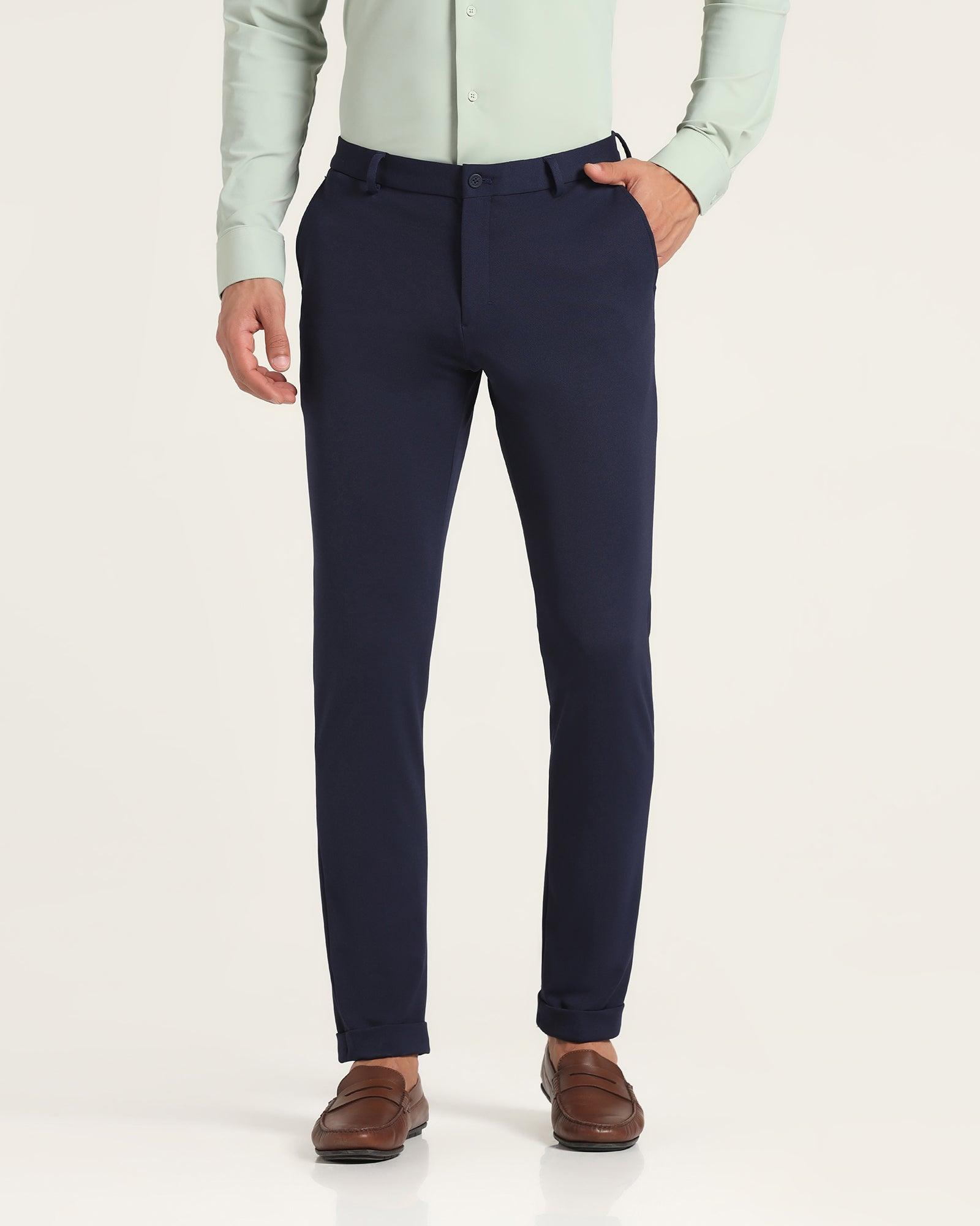 TechPro Textured Formal Trousers In Navy Phoenix Fit (Sol) - Blackberrys