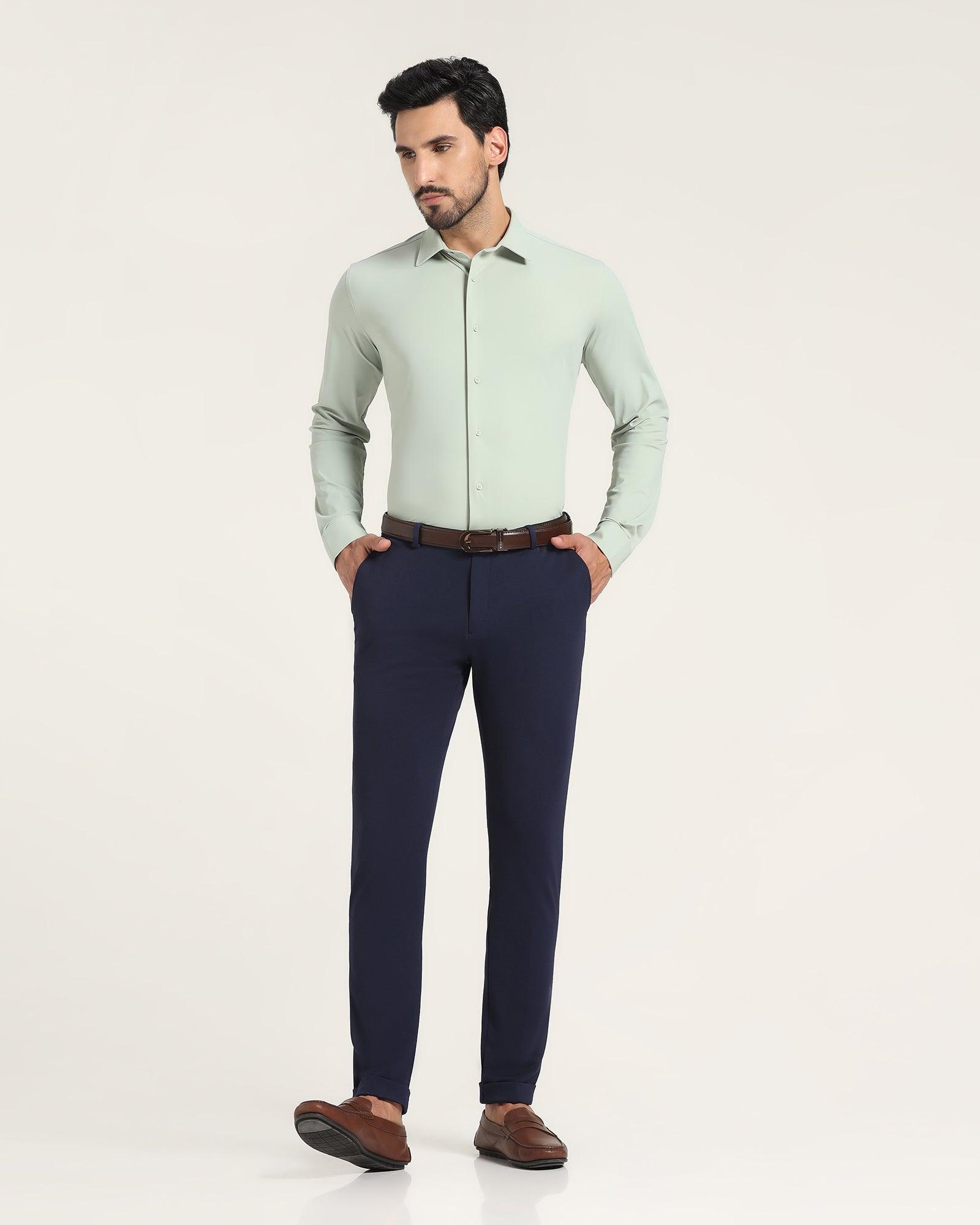 TechPro Textured Formal Trousers In Navy Phoenix Fit (Sol) - Blackberrys