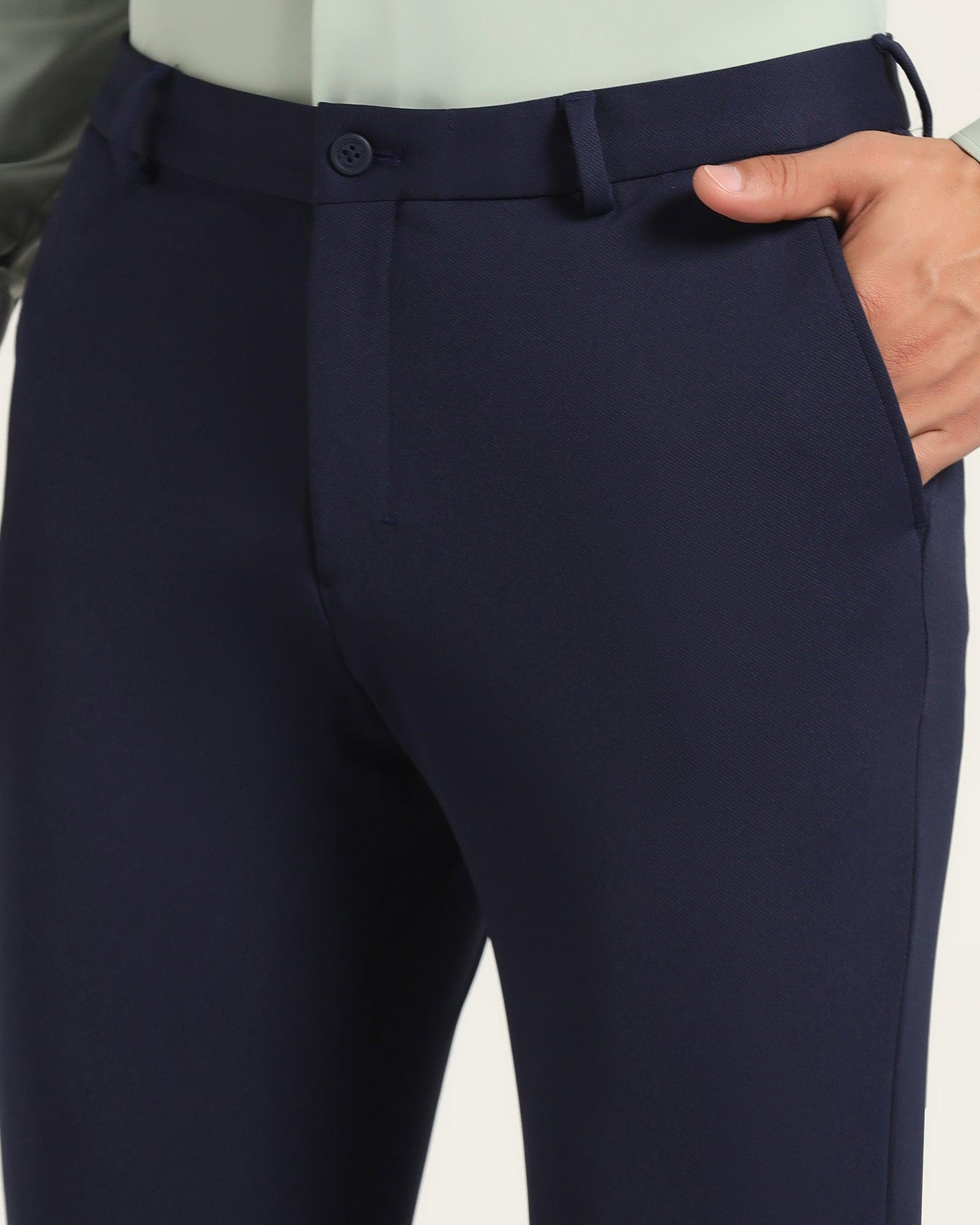 TechPro Textured Formal Trousers In Navy Phoenix Fit (Sol) - Blackberrys