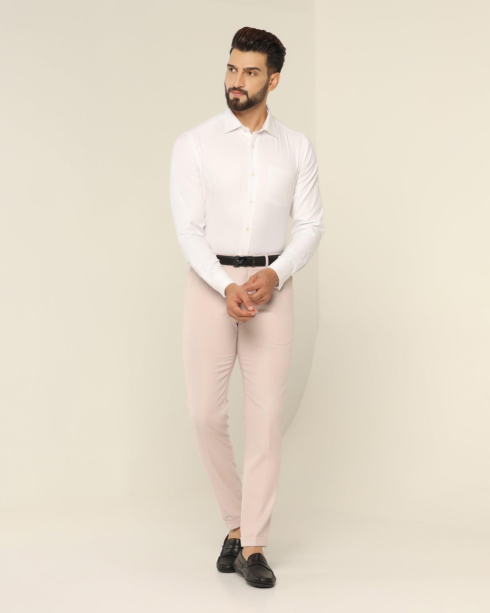Plain Men Cream Color Polyester Trouser, Slim Fit at Rs 330 in Bhilwara