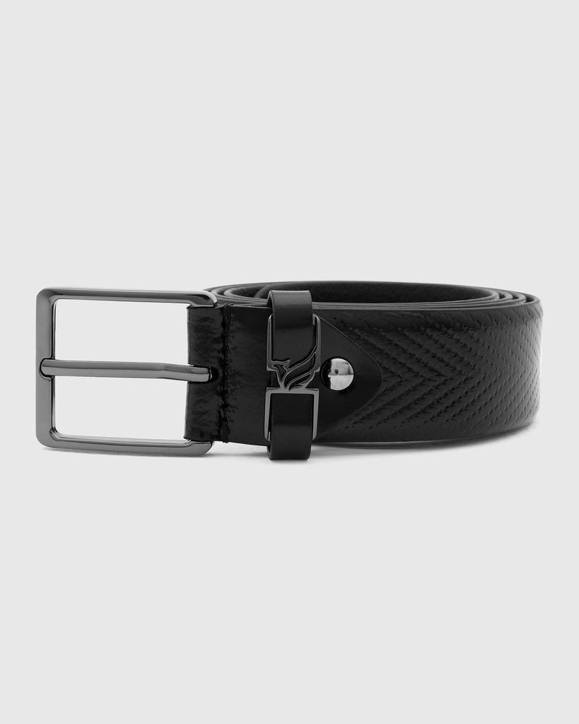 Leather Black Textured Belt - Tallian