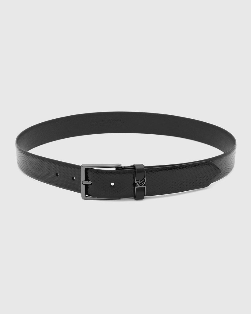 Leather Black Textured Belt - Tallian