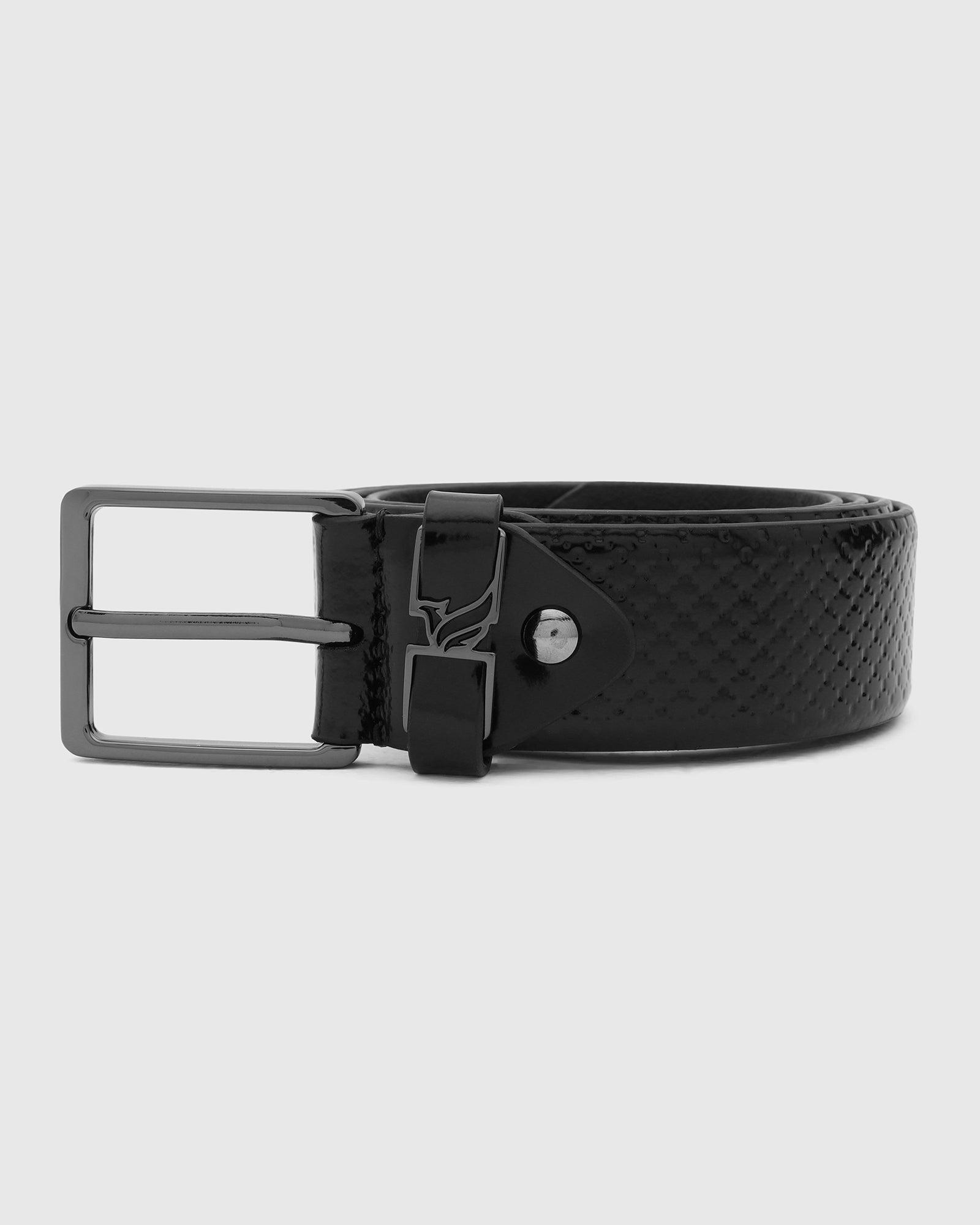 Leather Black Textured Belt - Tarak - Blackberrys