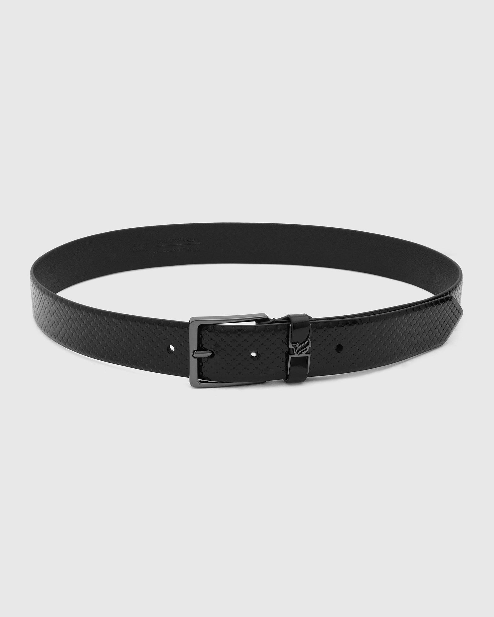 Leather Black Textured Belt - Tarak - Blackberrys