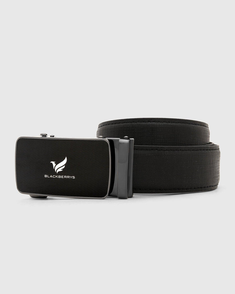 Leather Black Textured Belt - Ted