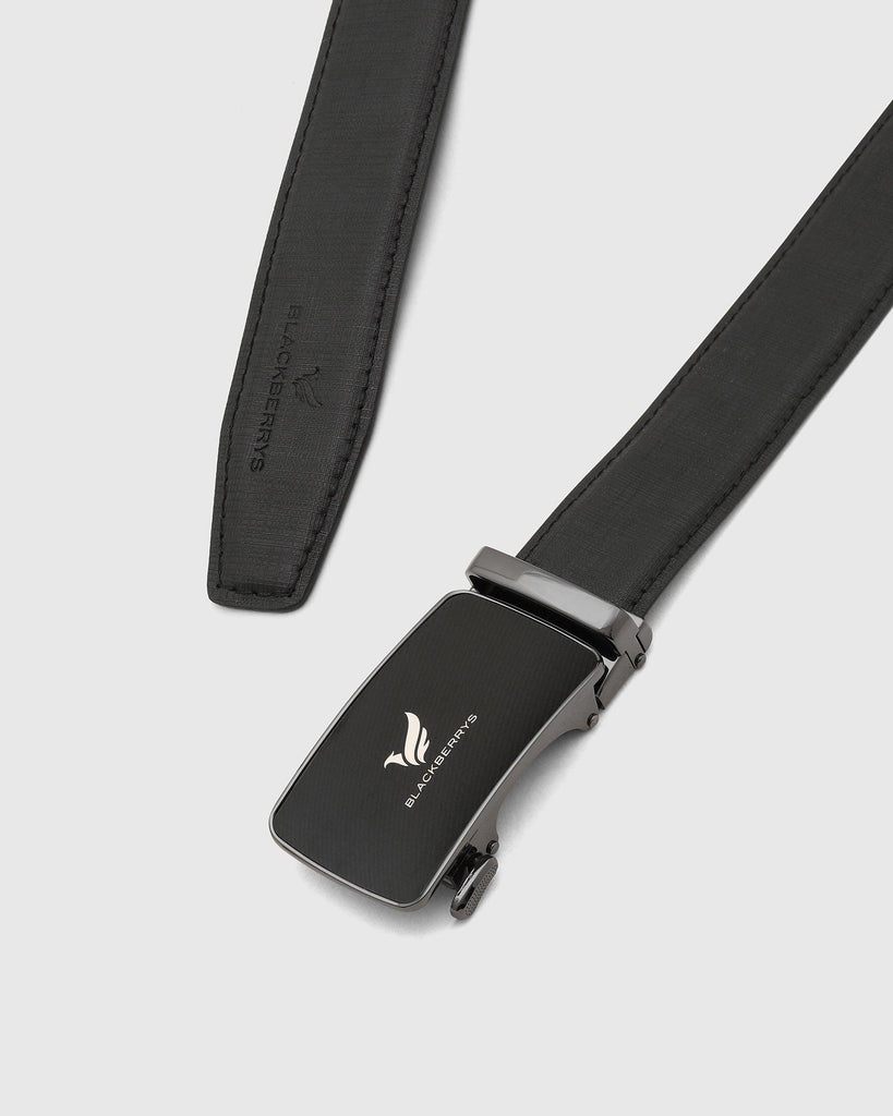 Leather Black Textured Belt - Ted