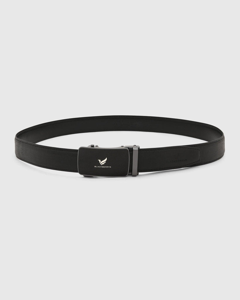 Leather Black Textured Belt - Ted