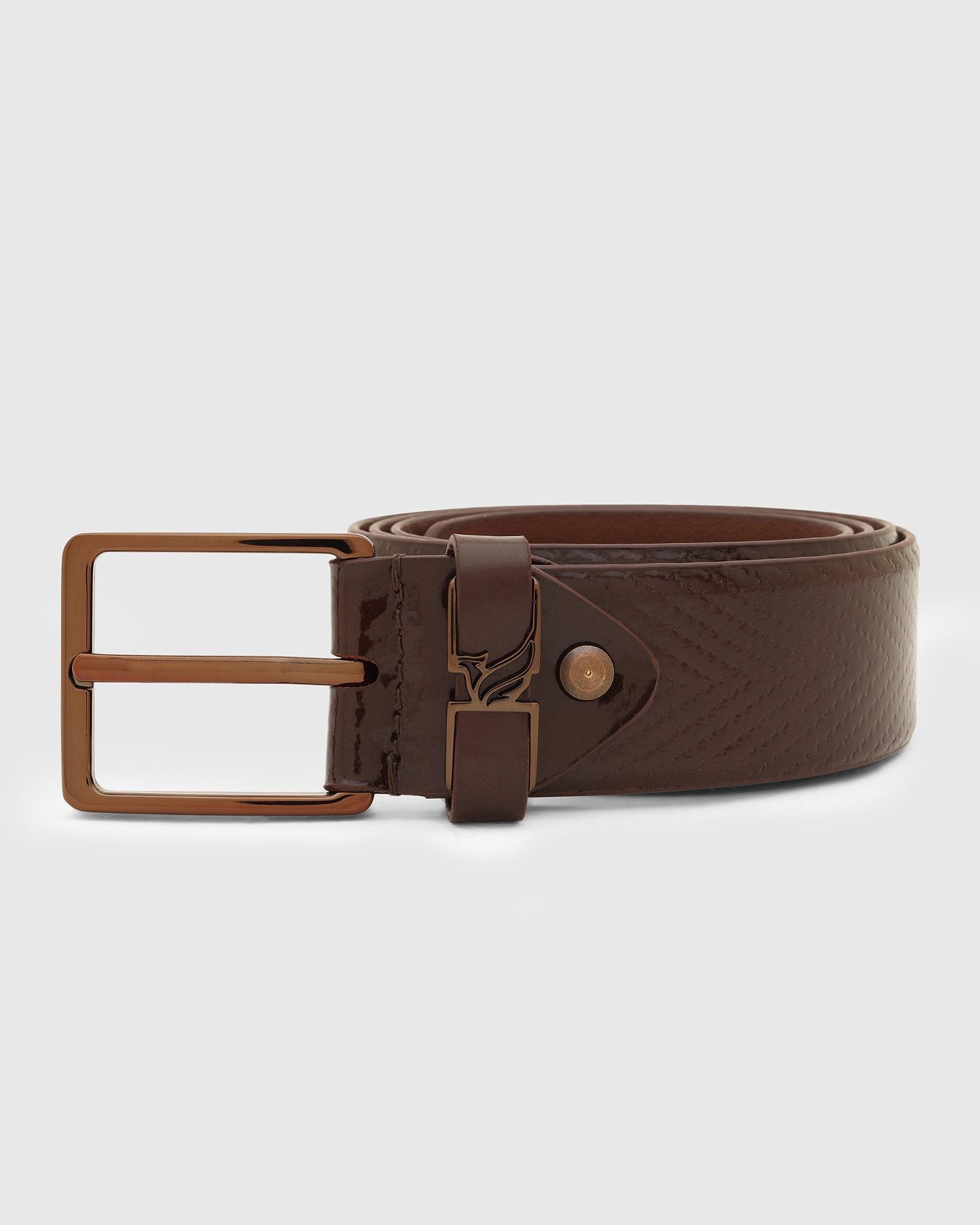 Leather Brown Textured Belt - Tallian - Blackberrys