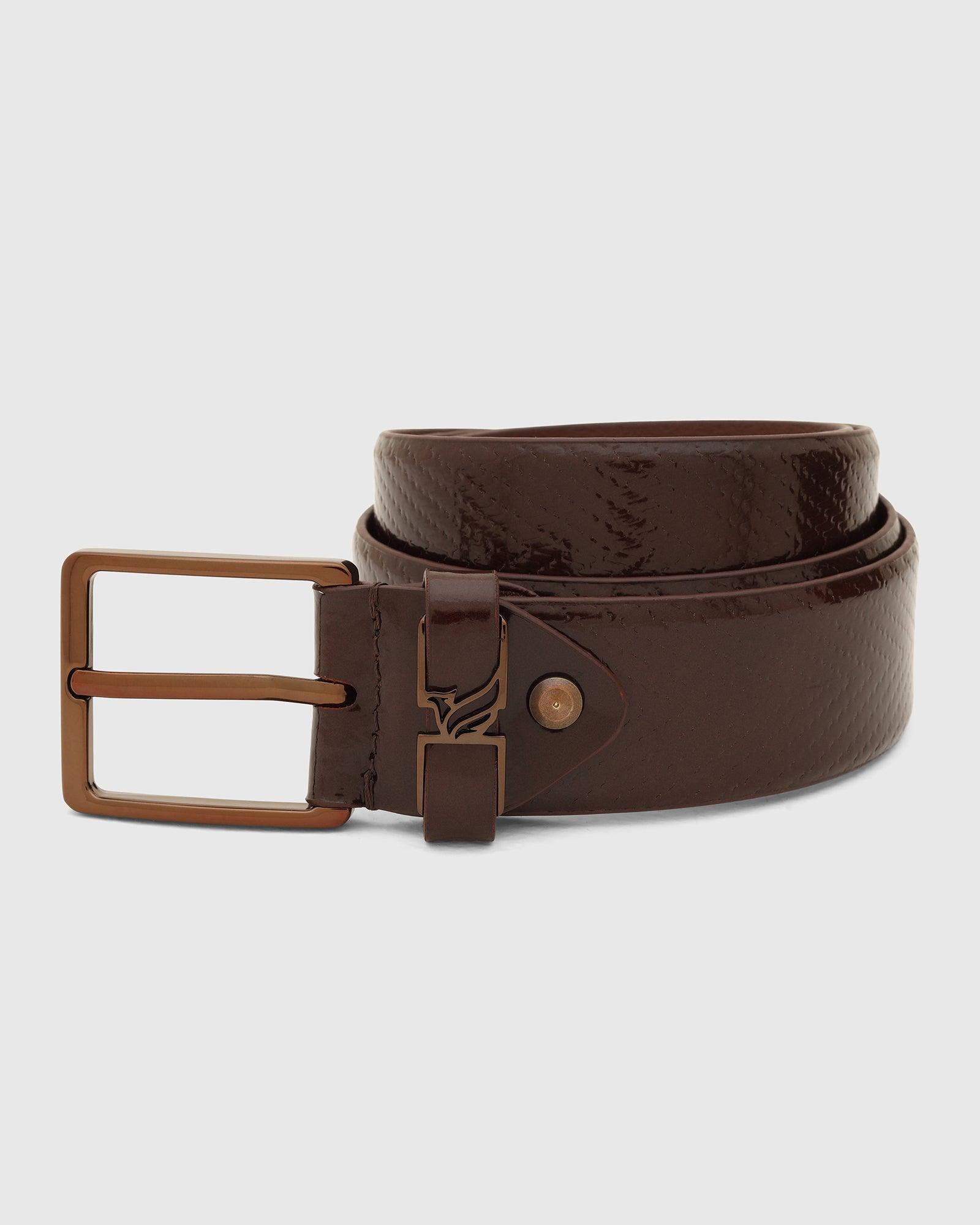 Leather Brown Textured Belt - Tallian - Blackberrys