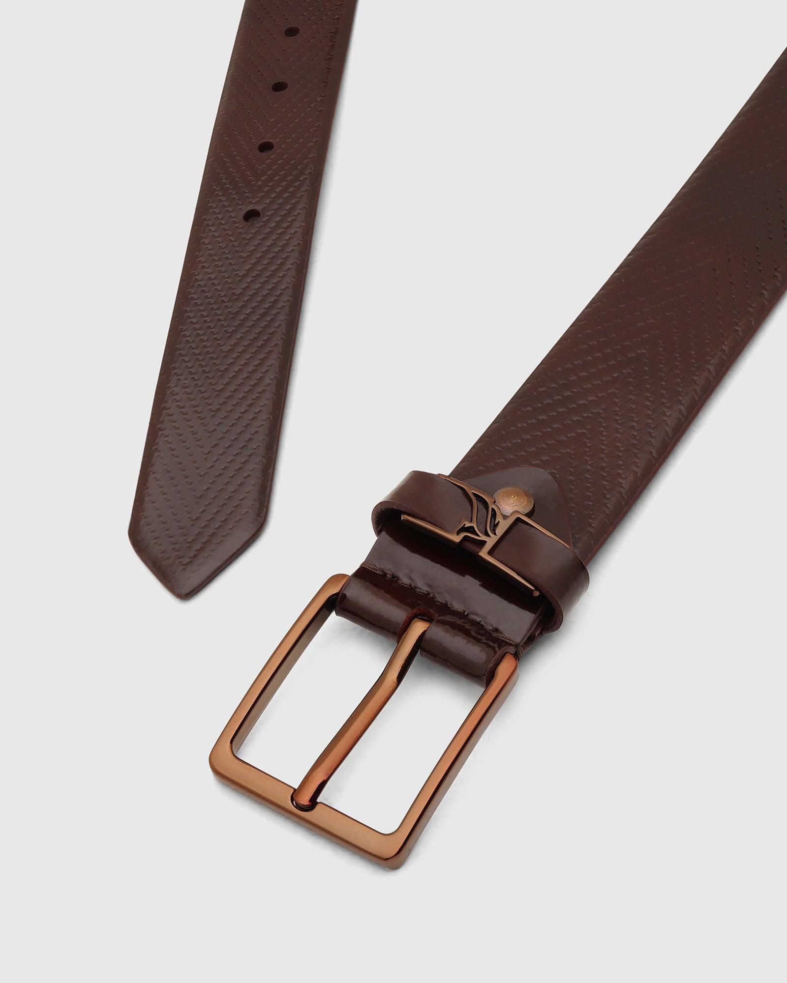 Leather Brown Textured Belt - Tallian - Blackberrys