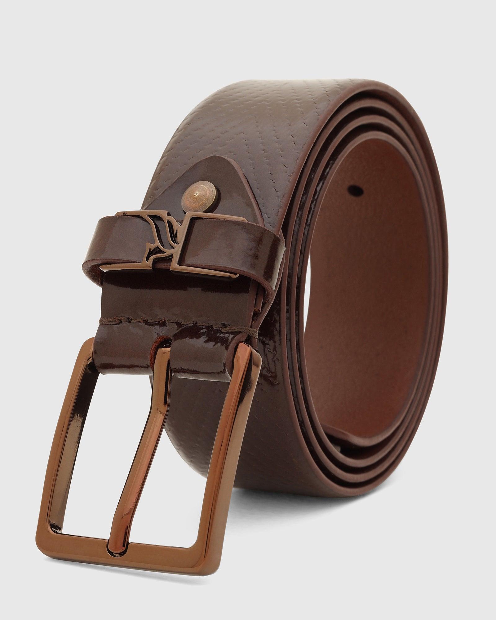 Leather Brown Textured Belt - Tallian - Blackberrys