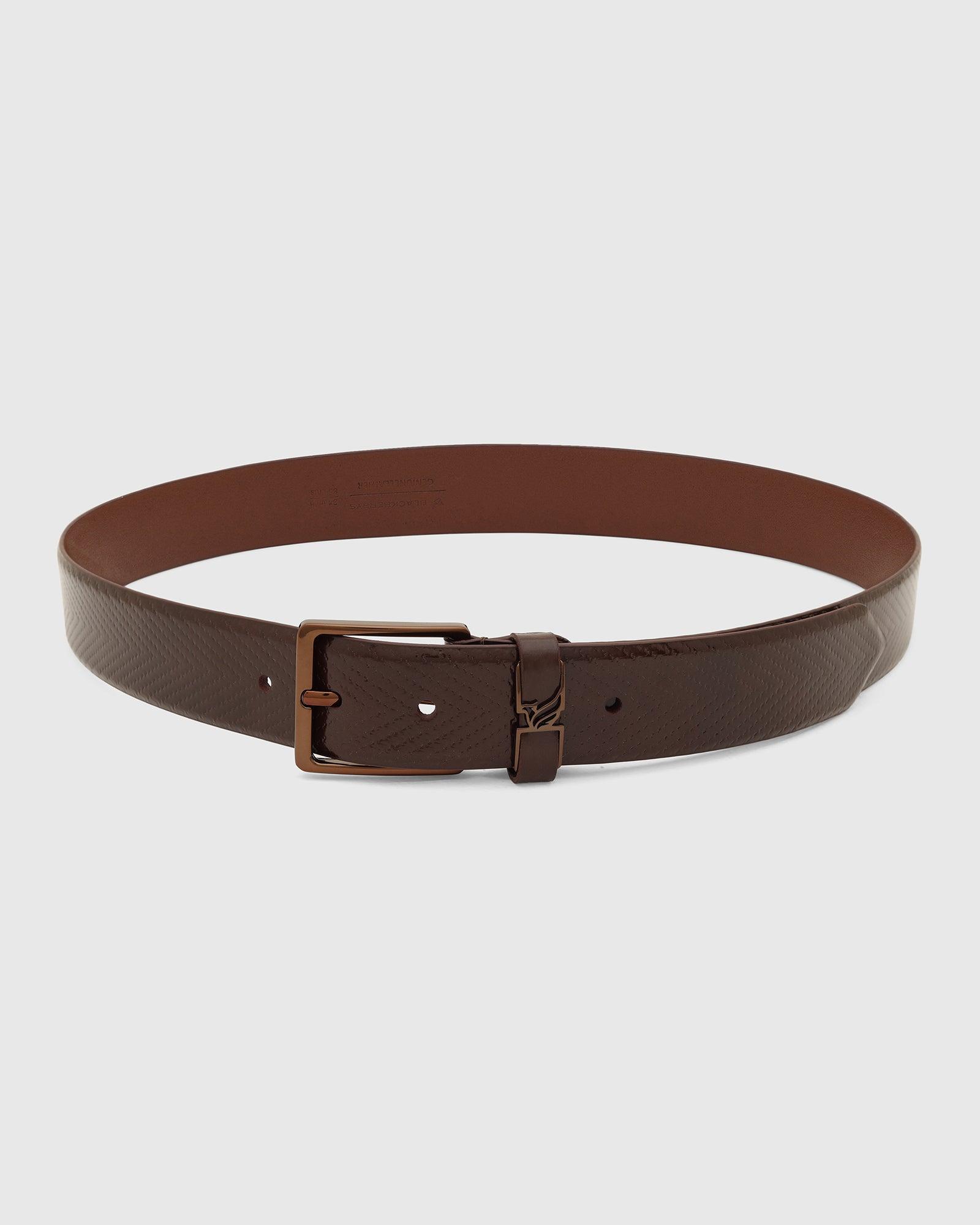 Leather Brown Textured Belt - Tallian - Blackberrys