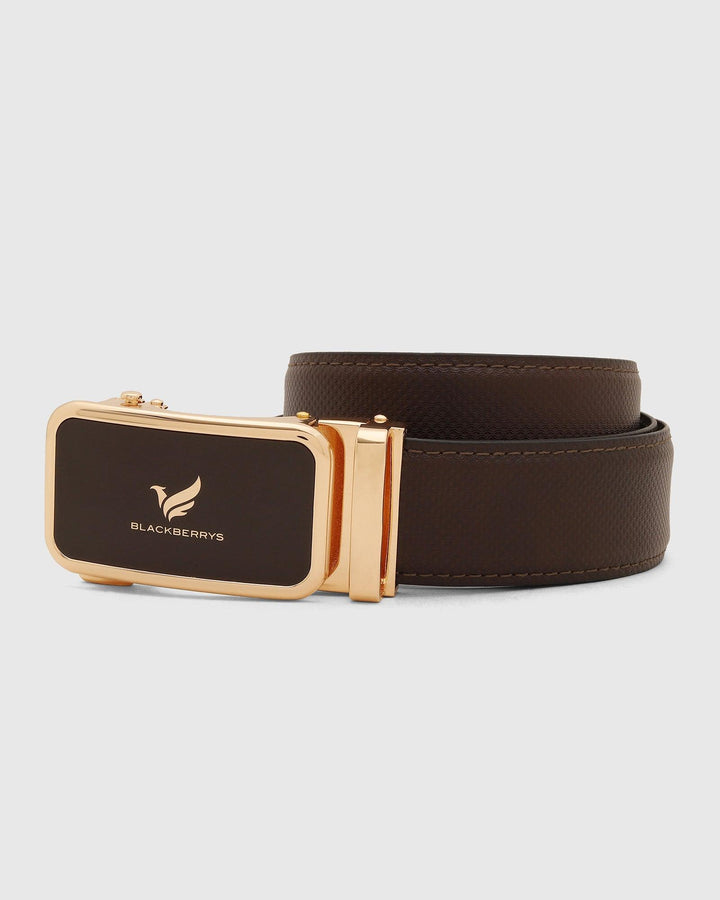 Leather Brown Textured Belt - Tyeson