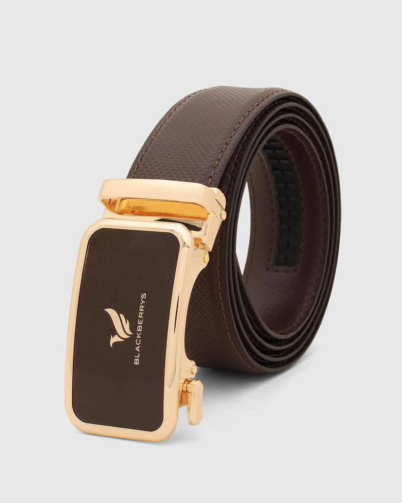 Leather Brown Textured Belt - Tyeson