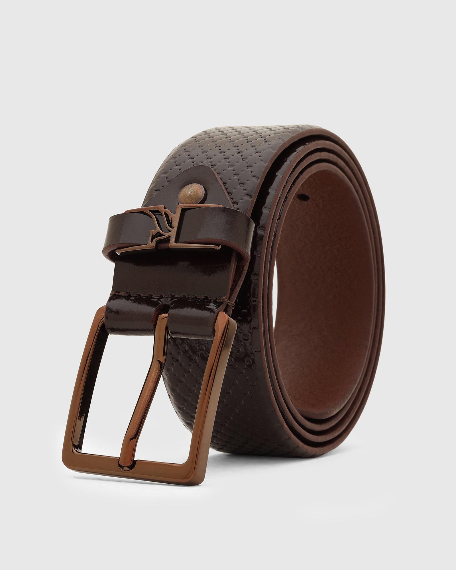 Leather Wine Textured Belt - Tarak - Blackberrys