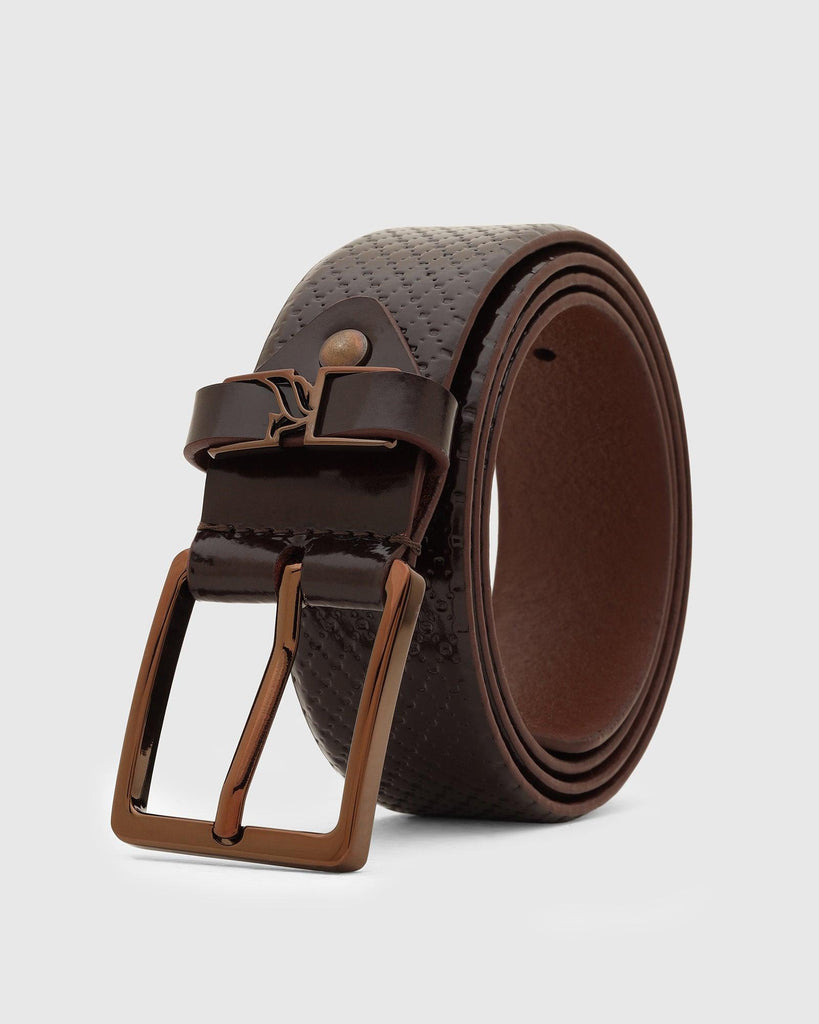 Leather Wine Textured Belt - Tarak