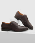 Leather Dark Brown Textured Derby Shoes - Razor - Blackberrys
