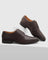 Leather Dark Brown Textured Derby Shoes - Razor