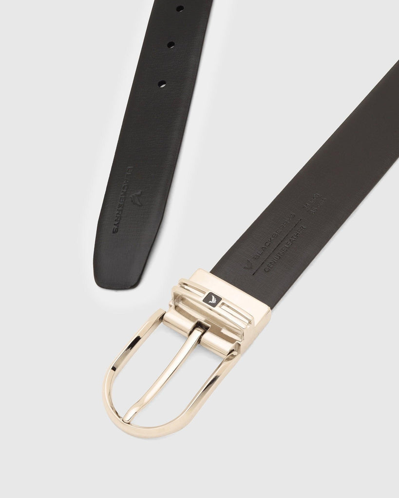 Leather Reversible Black Brown Textured Belt - Tetra
