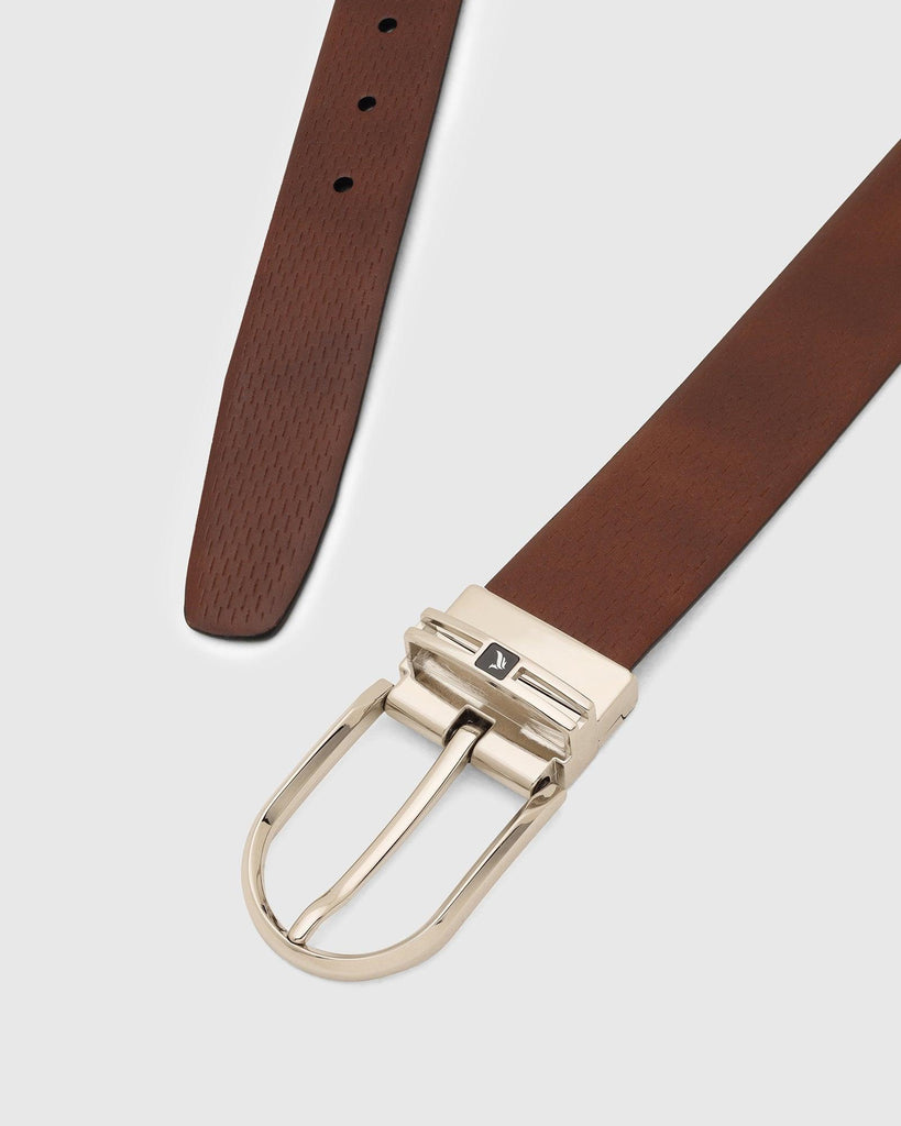 Leather Reversible Black Brown Textured Belt - Tetra