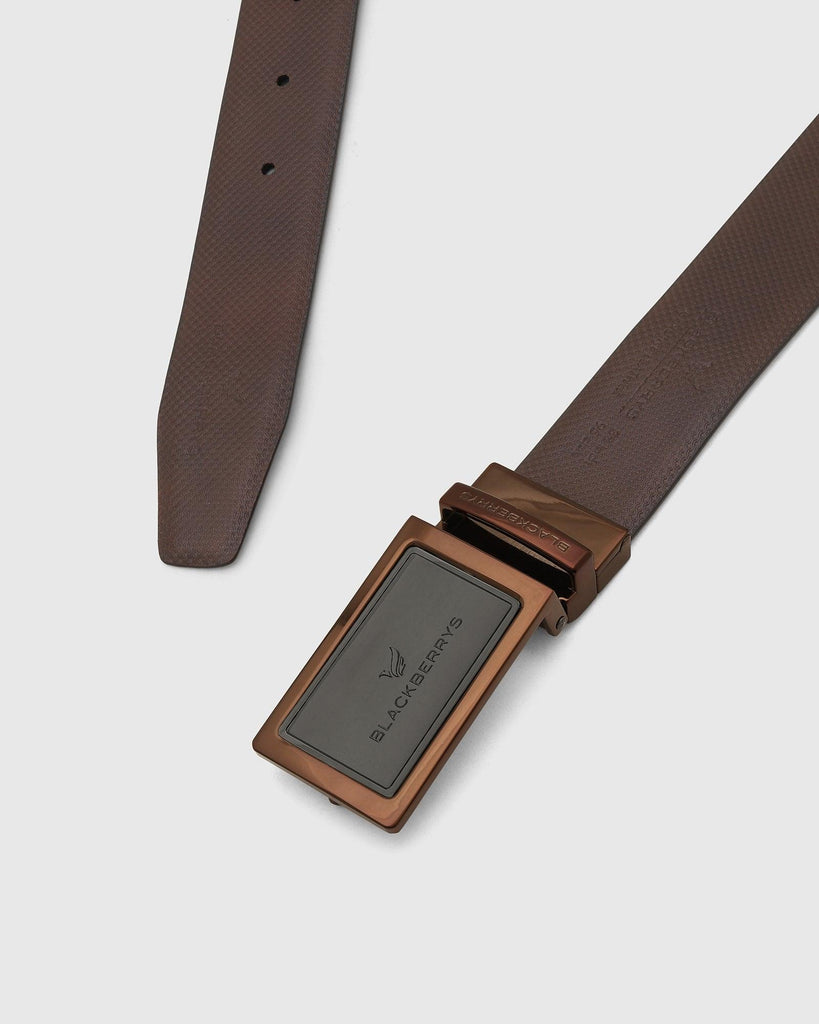 Leather Reversible Black Brown Textured Belt - Trey