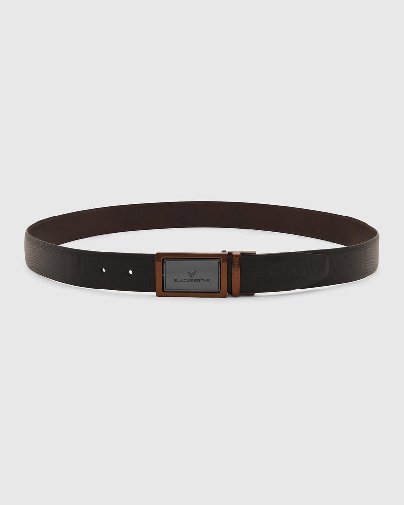 Leather Reversible Black Brown Textured Belt - Trey